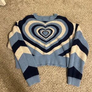 La Hearts Blue and Cream Heart Sweater